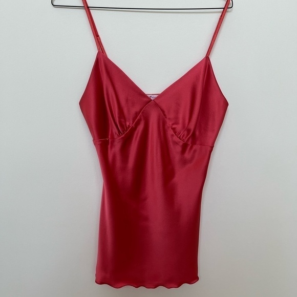 MICHELLE DE COURCY Slip Camisole Set Bias Cut Satin Flounce Hem Bodycon Chic - Picture 5 of 15